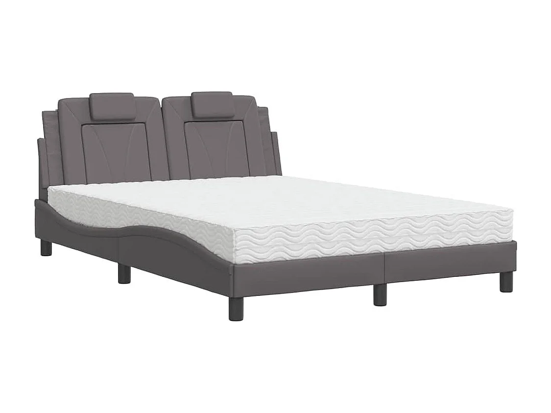 Lit avec matelas gris 120x200 similicuir