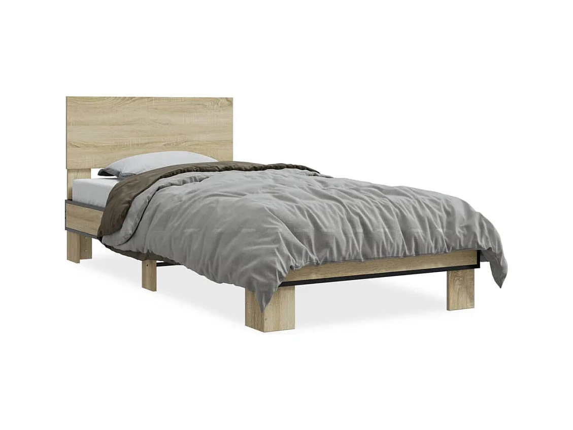 Cadre de lit chêne sonoma 75x190 bois d'ingénierie et métal