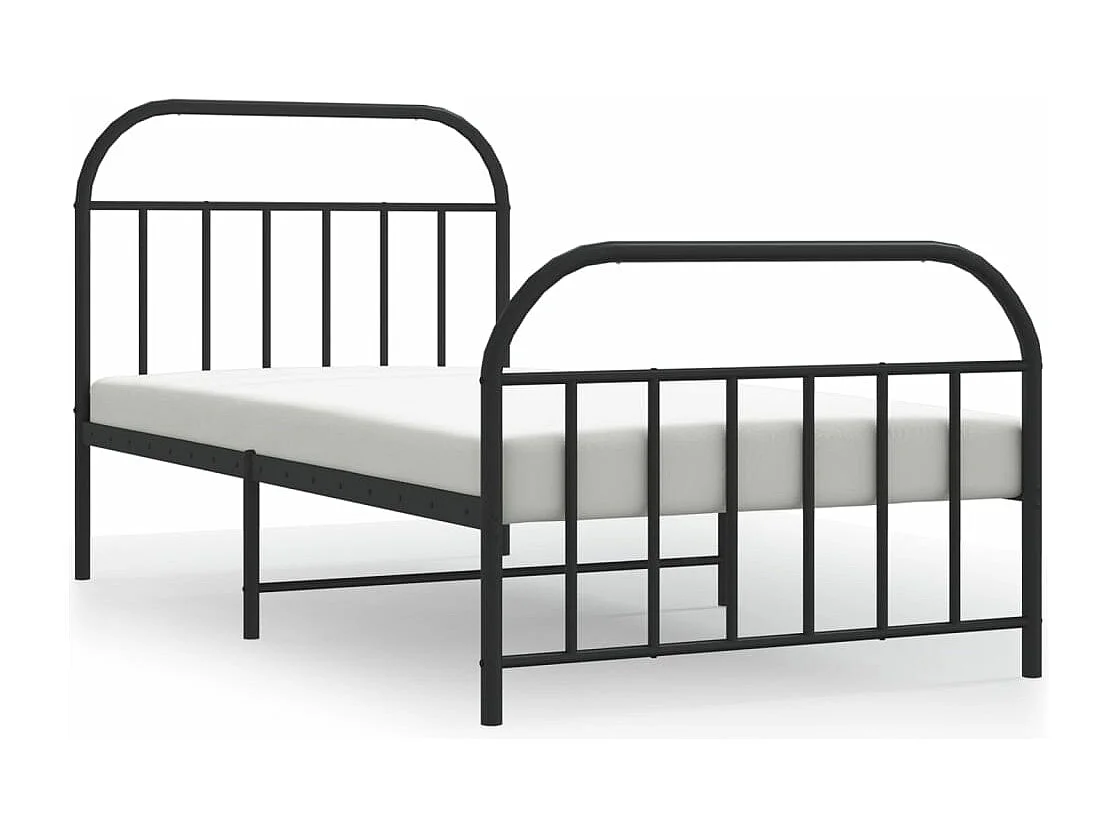 Cadre de lit métal avec tête de lit-pied de lit noir 100x190