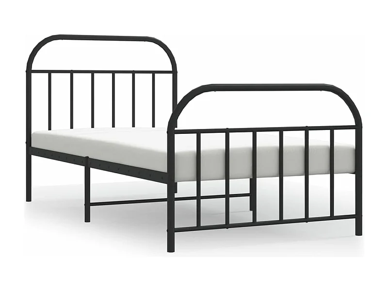 Cadre de lit métal avec tête de lit-pied de lit noir 100x190