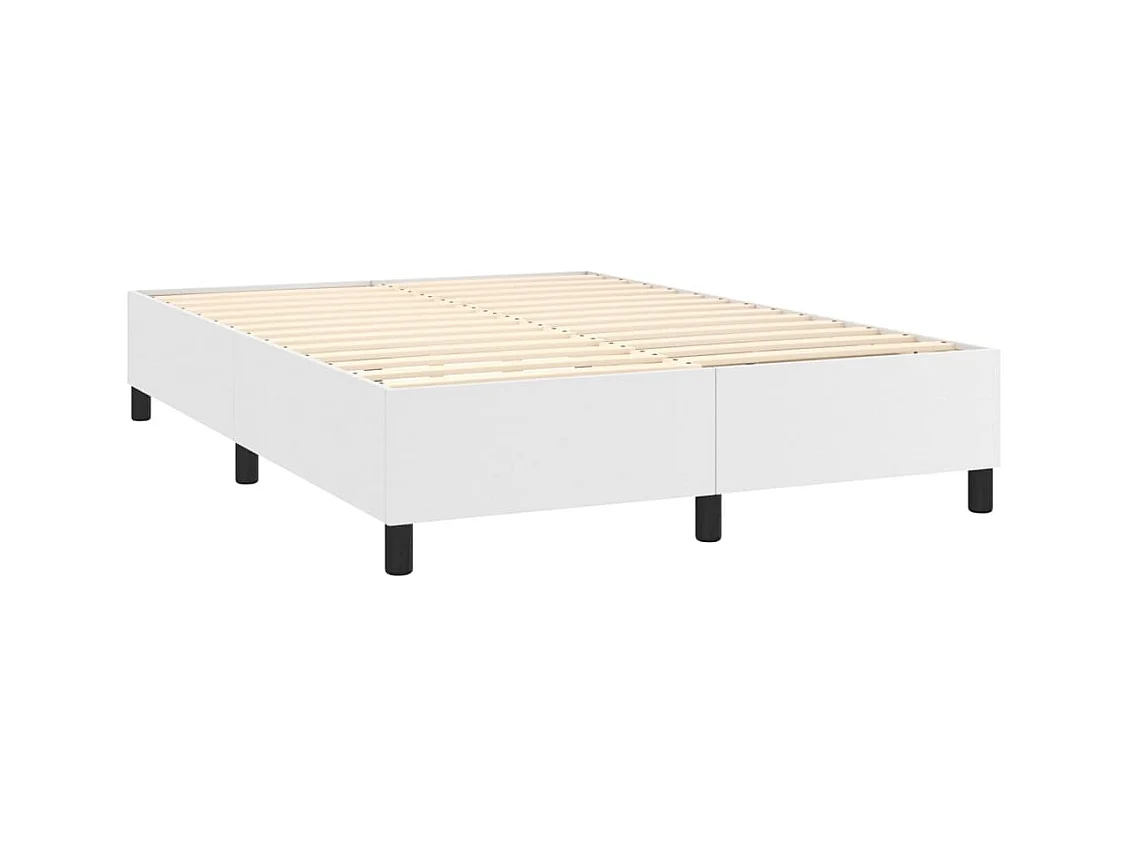 Sommier à lattes de lit matelas LED Blanc 140x190 Similicuir