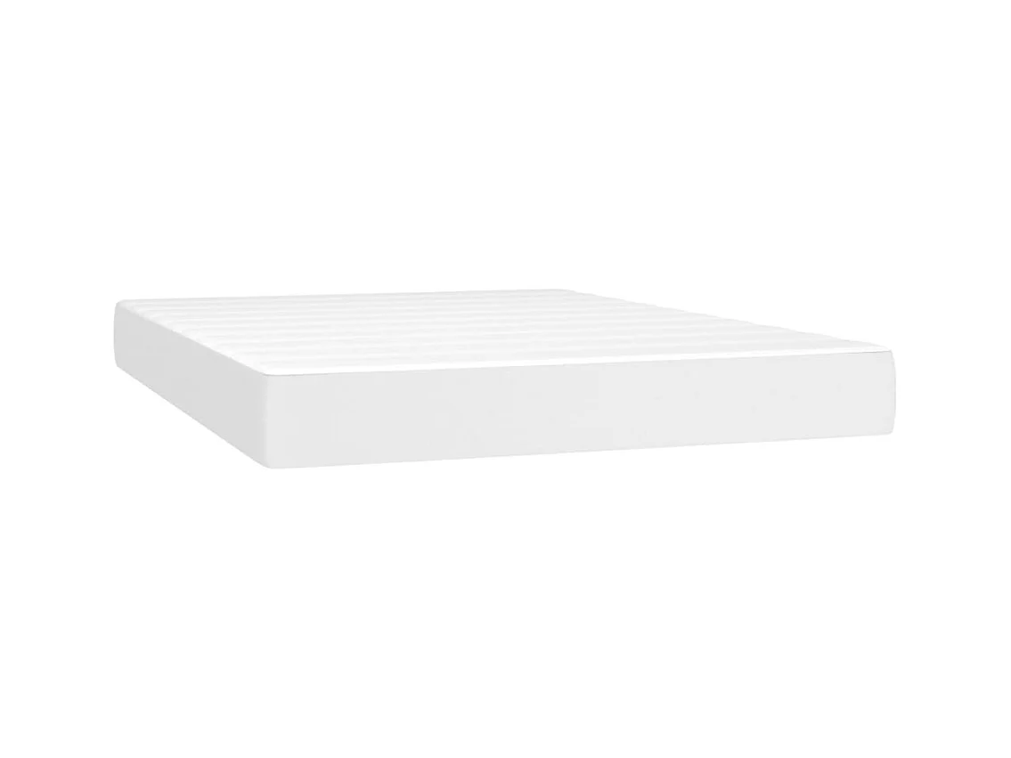 Sommier à lattes de lit matelas LED Blanc 140x190 Similicuir