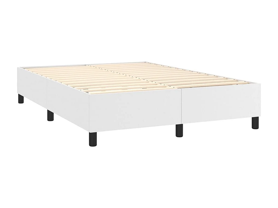 Sommier à lattes de lit matelas LED Blanc 140x190 Similicuir