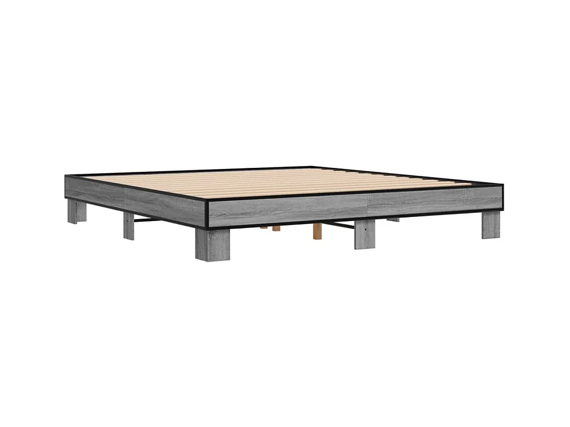Cadre de lit sonoma gris 200x200 bois d'ingénierie et métal