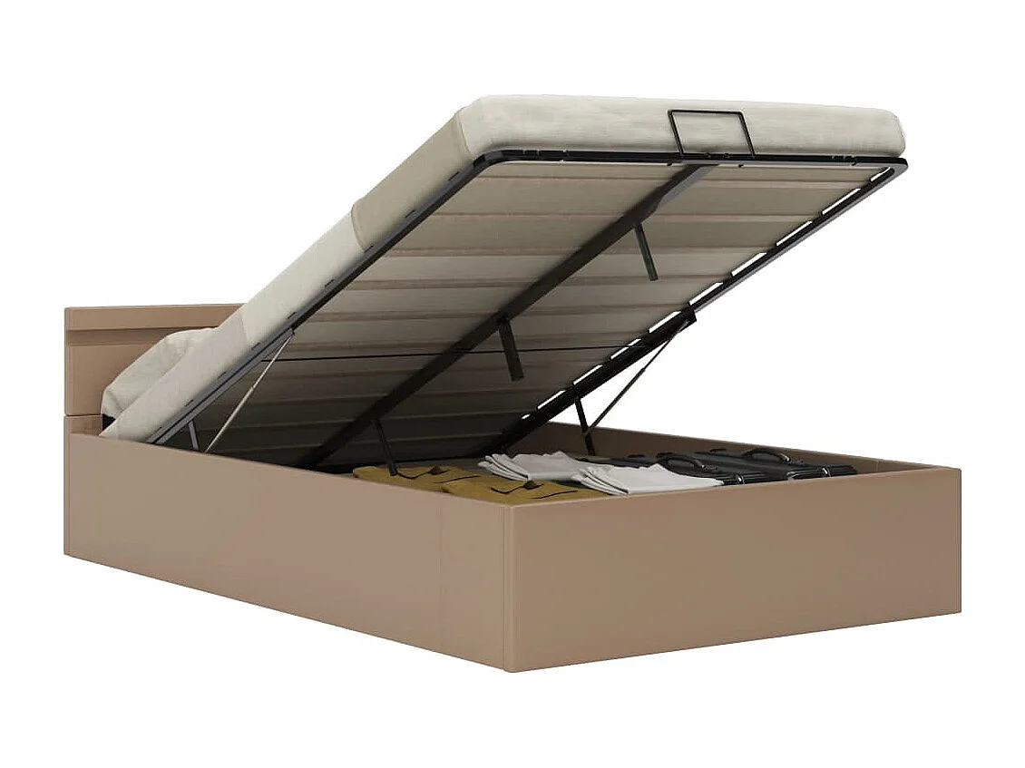 Lit à rangement et LED Cappuccino Similicuir 120x200