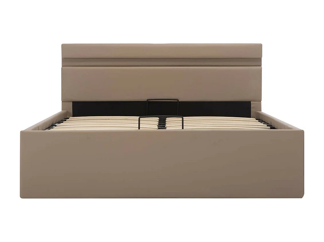 Lit à rangement et LED Cappuccino Similicuir 120x200