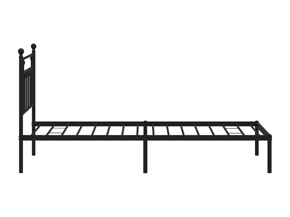 Cadre de lit métal avec tête de lit noir 90x190