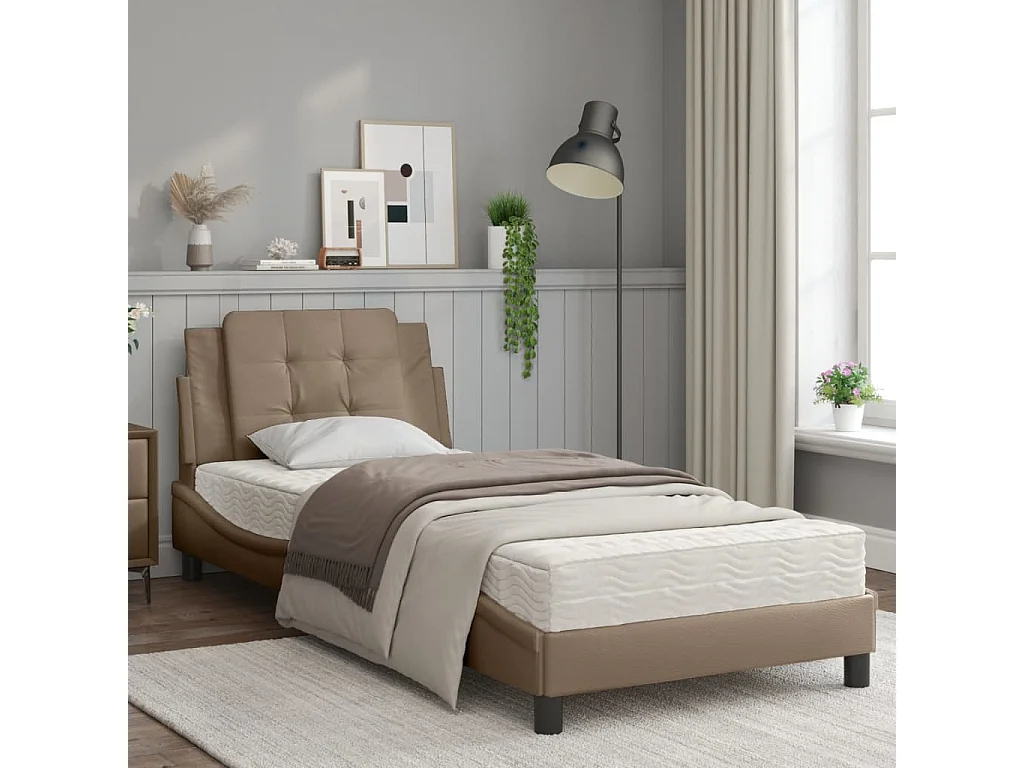 Cadre de lit avec lumières LED cappuccino 80x200 similicuir