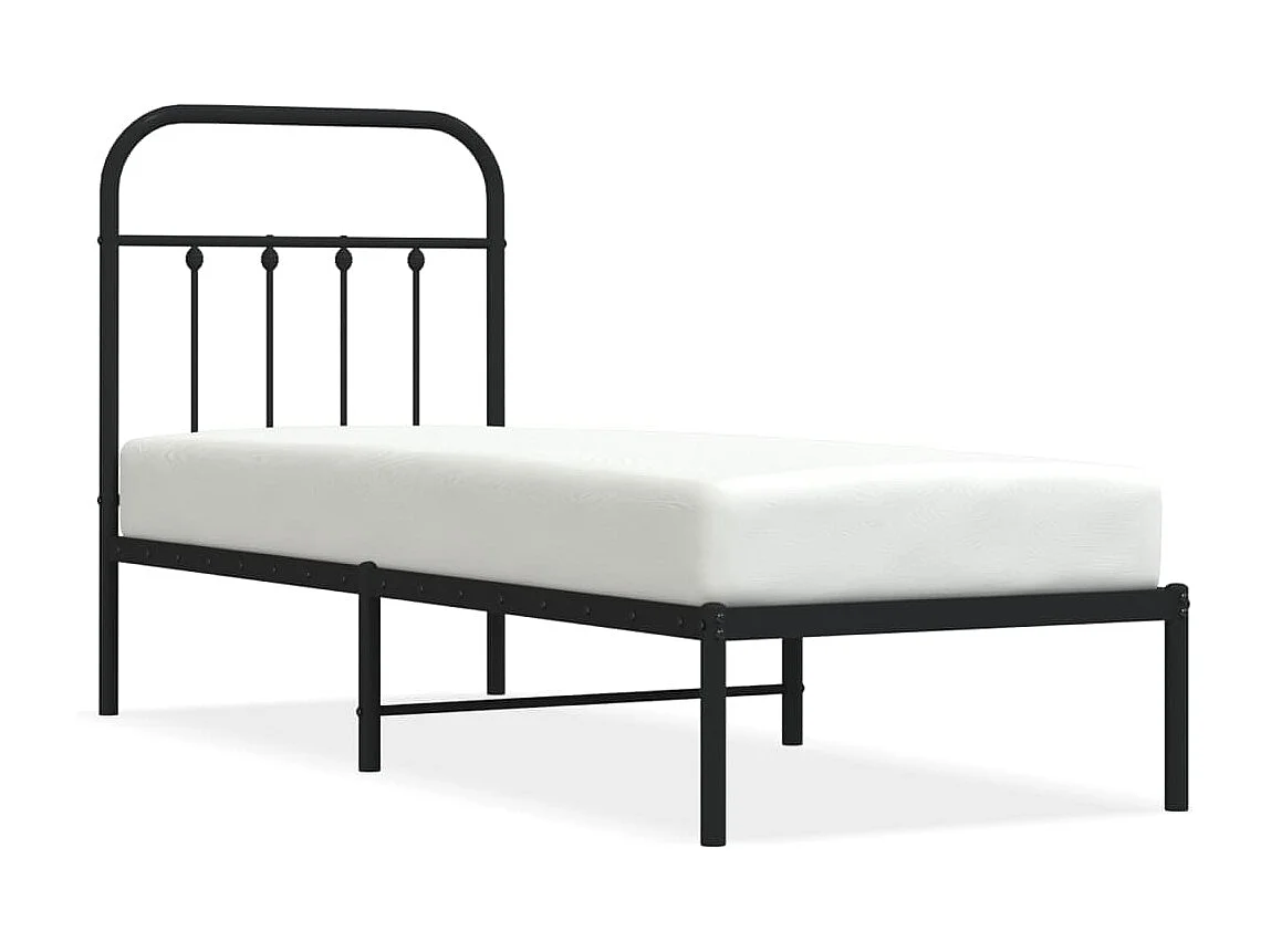Cadre de lit métal avec tête de lit noir 75x190