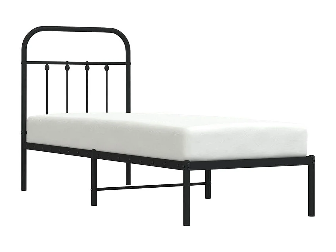 Cadre de lit métal avec tête de lit noir 75x190