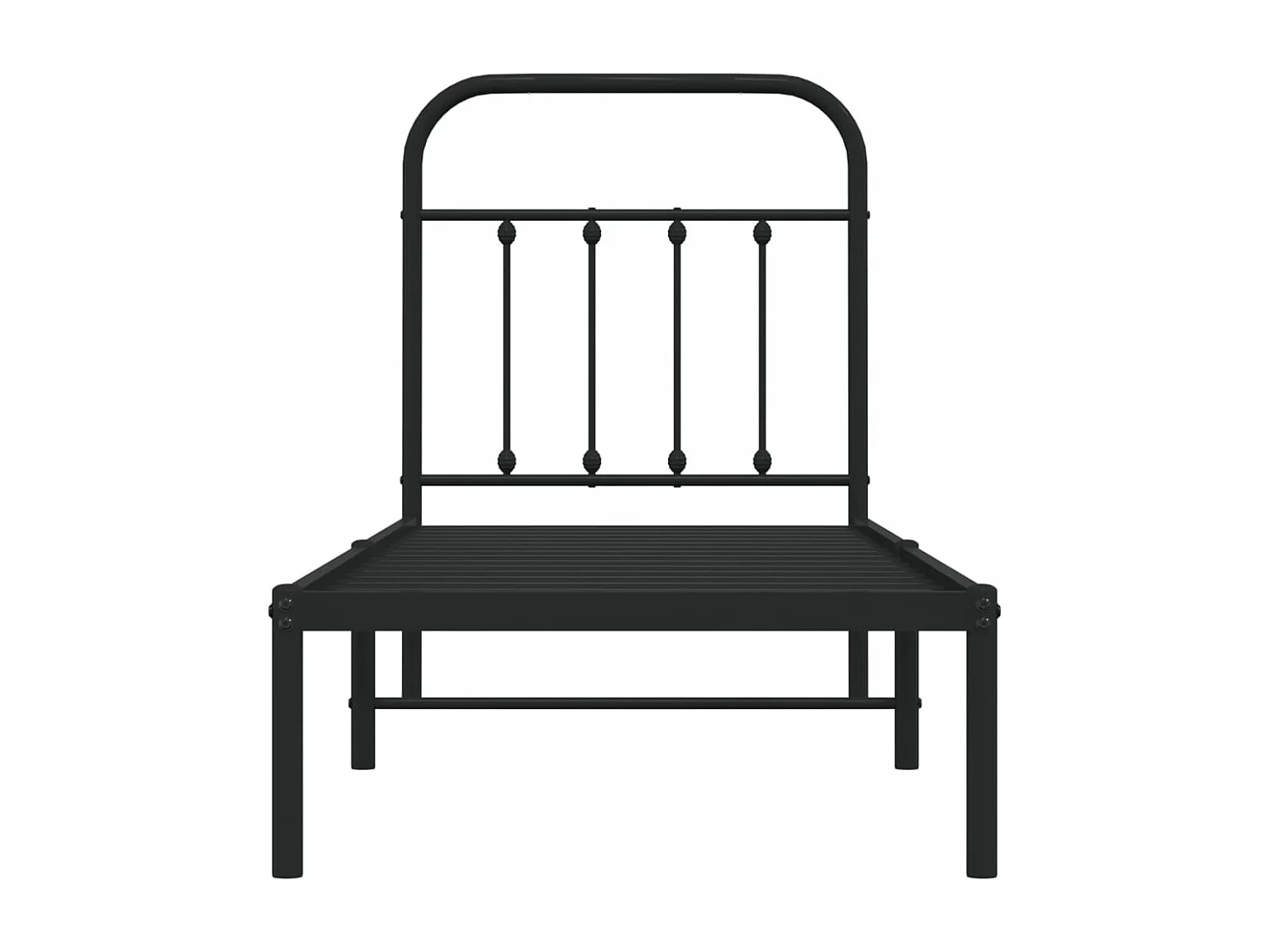 Cadre de lit métal avec tête de lit noir 75x190
