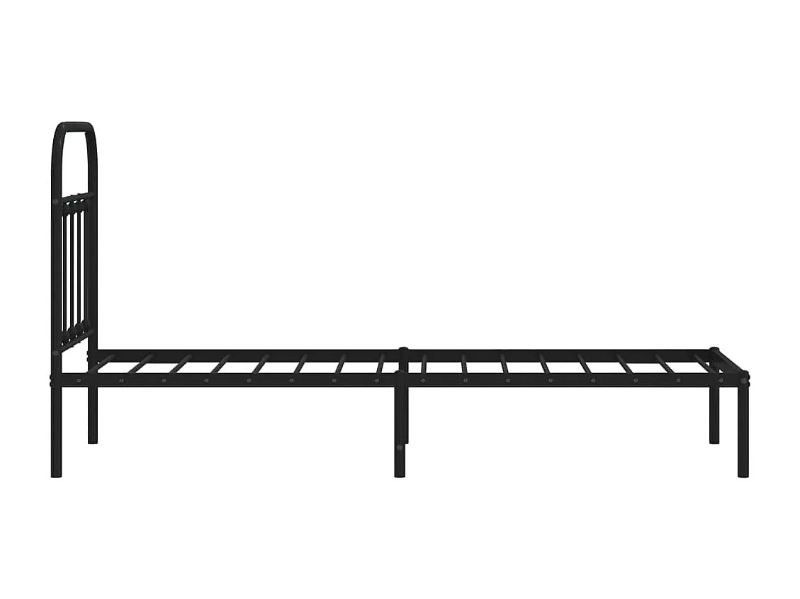 Cadre de lit métal avec tête de lit noir 75x190