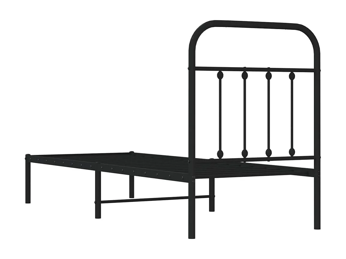 Cadre de lit métal avec tête de lit noir 75x190