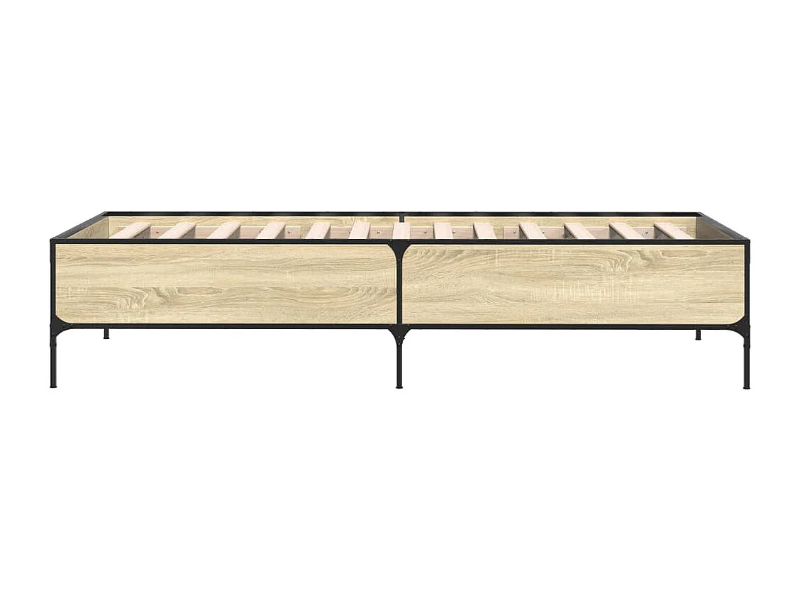 Cadre de lit chêne sonoma 100x200 bois d'ingénierie et métal