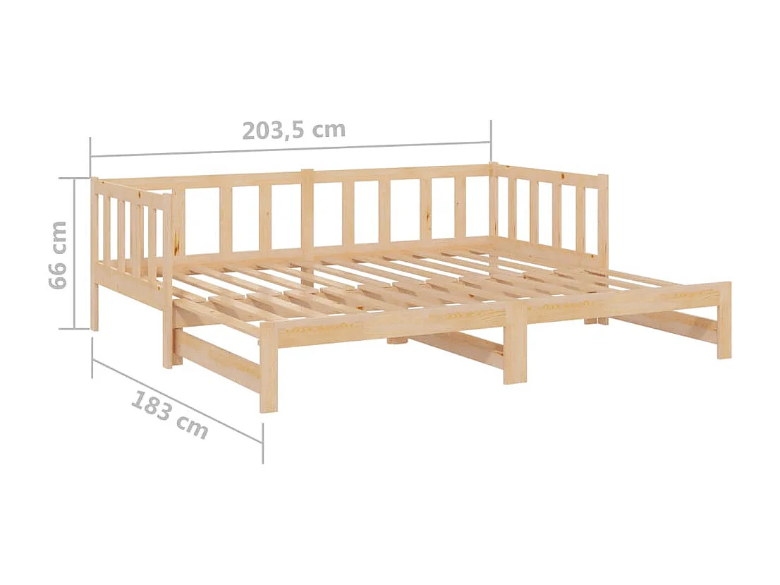 Slaapbank met onderschuifbed 90x200 cm massief grenenhout