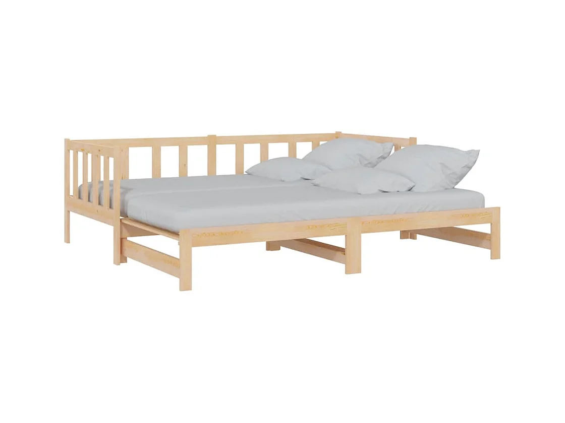 Lit de jour avec lit gigogne 90x200 bois de pin massif