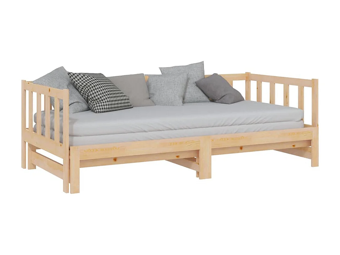 Lit de jour avec lit gigogne 90x200 bois de pin massif