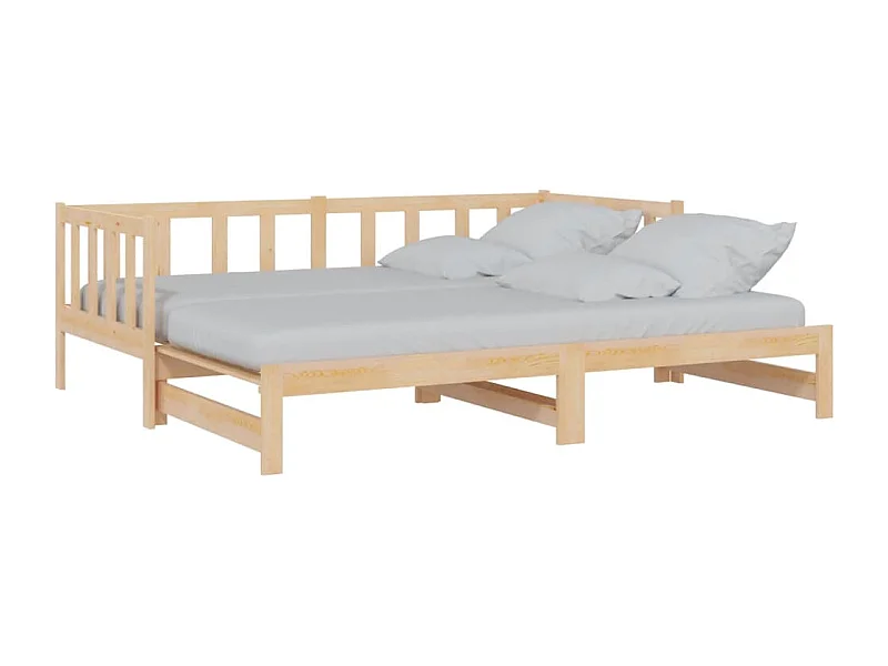 Lit de jour avec lit gigogne 90x200 bois de pin massif