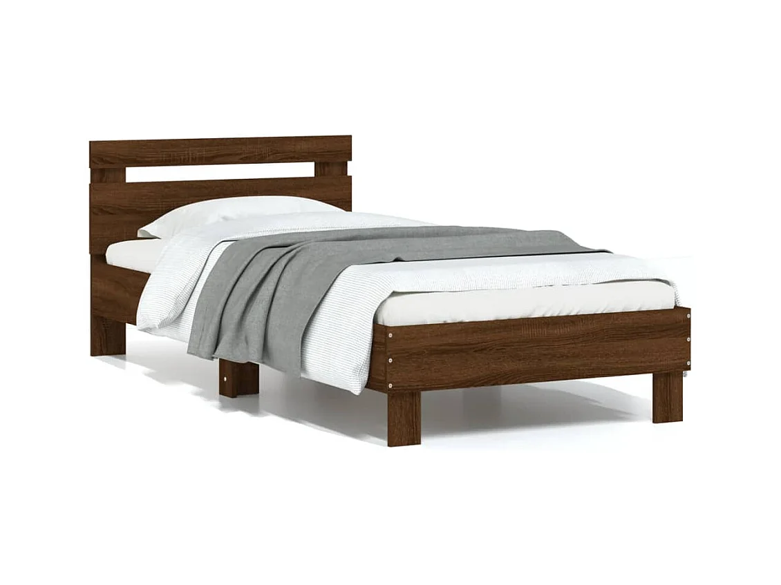 Cadre de lit avec tête de lit chêne marron 75x190