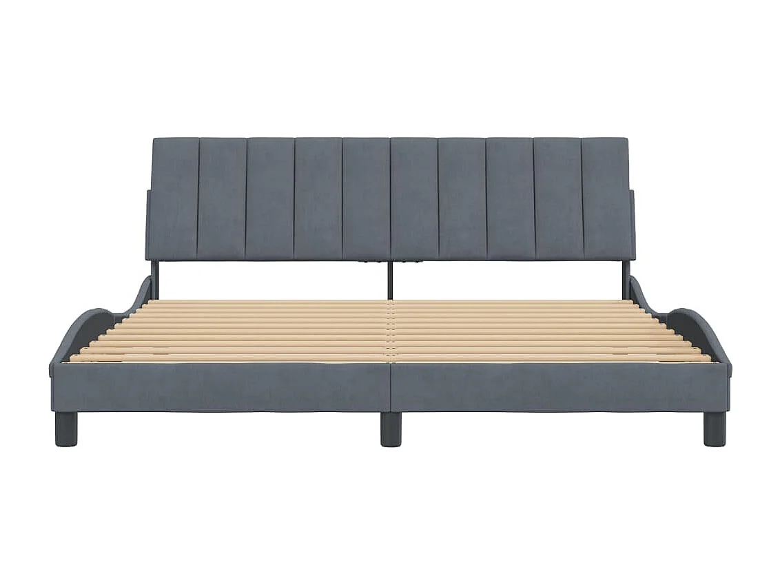 Cadre de lit avec tête de lit Gris foncé 180x200 Velours