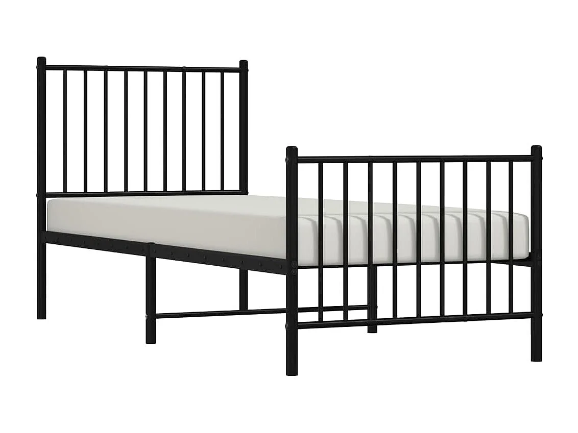 Cadre de lit métal avec tête de lit-pied de lit noir 80x200