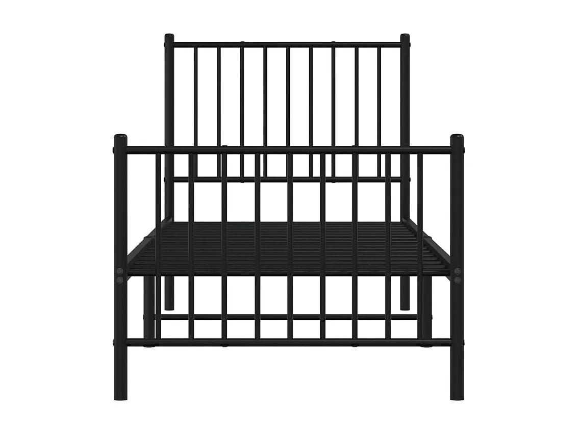 Cadre de lit métal avec tête de lit-pied de lit noir 80x200