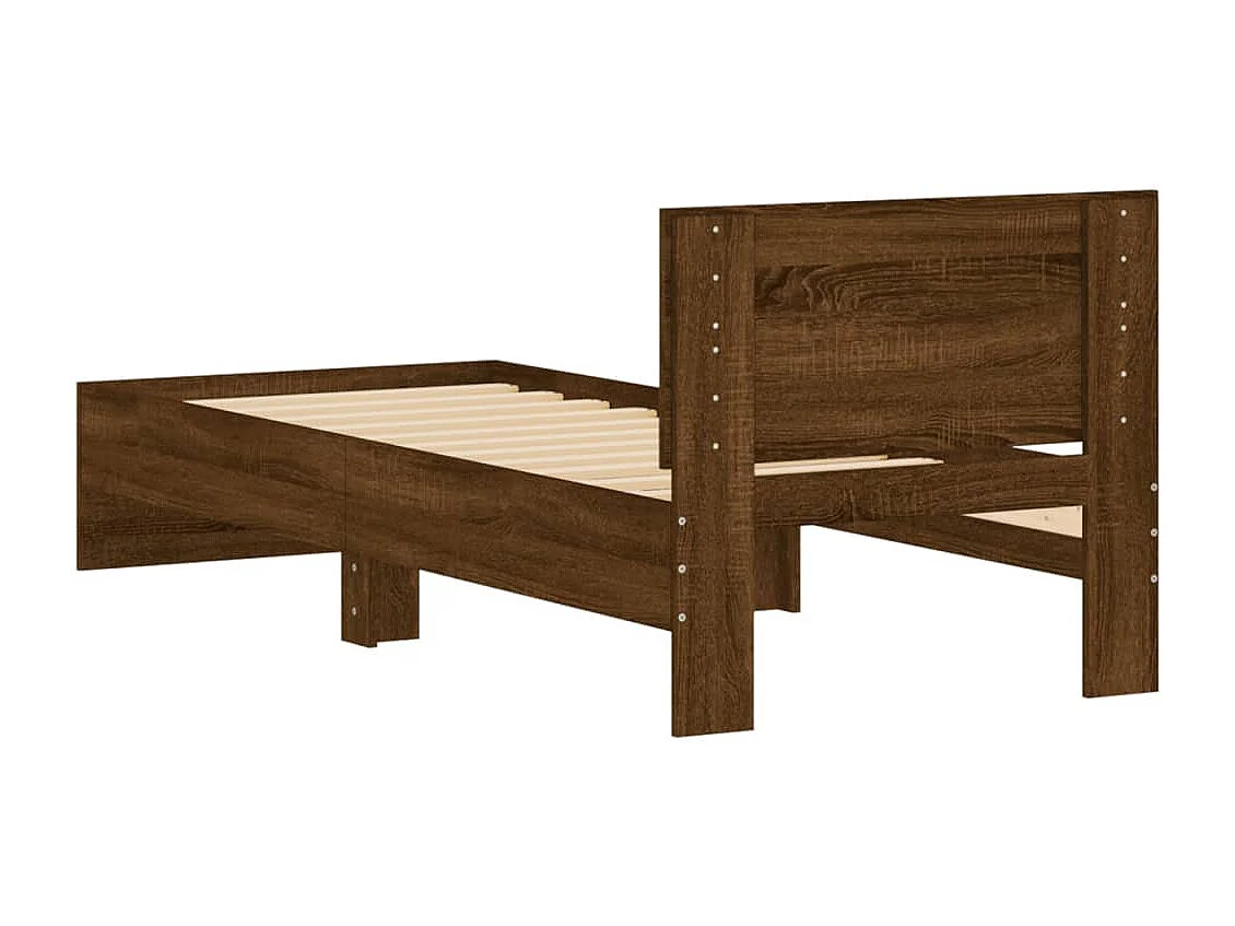 Cadre de lit tête de lit chêne marron 90x190 bois ingénierie