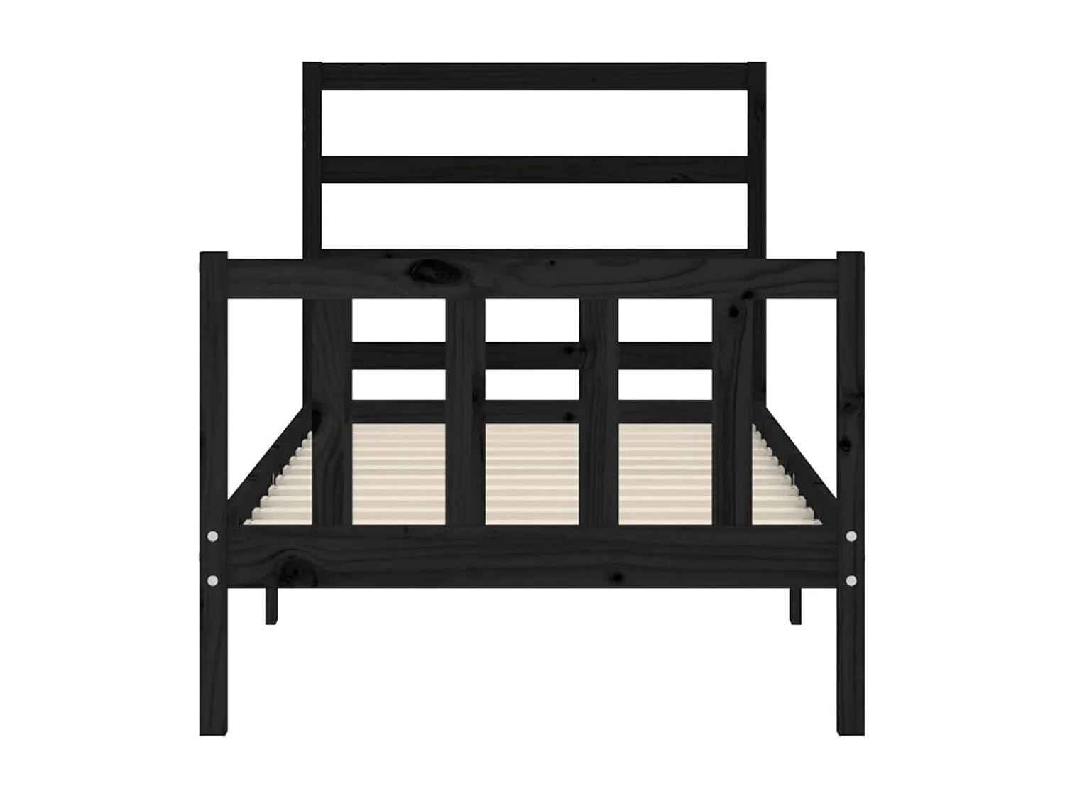 Cadre de lit avec tête de lit noir petit simple bois massif