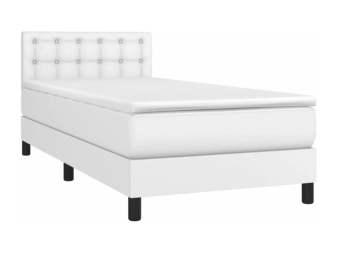 Sommier à lattes de lit avec matelas Blanc 90x190 Similicuir