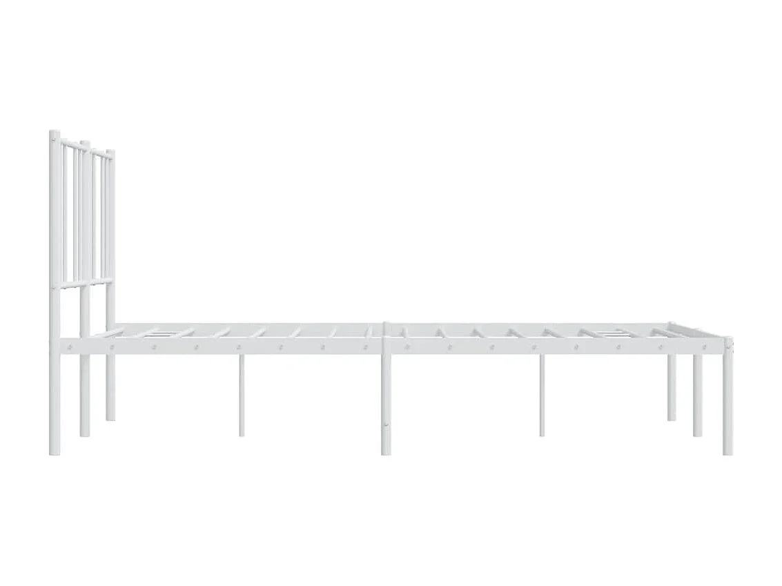 Cadre de lit métal avec tête de lit blanc 150x200