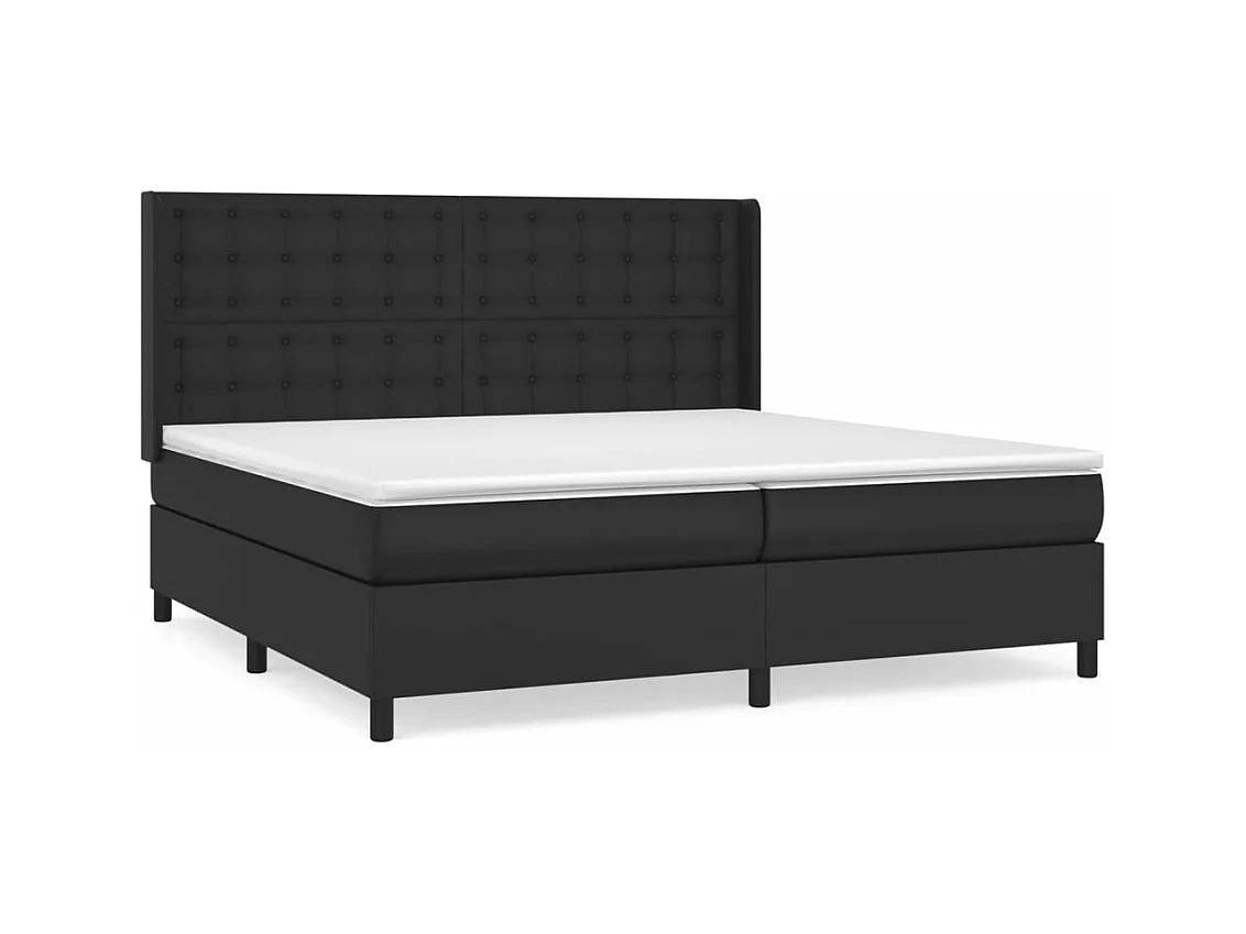 Sommier à lattes de lit avec matelas Noir 200x200 Similicuir