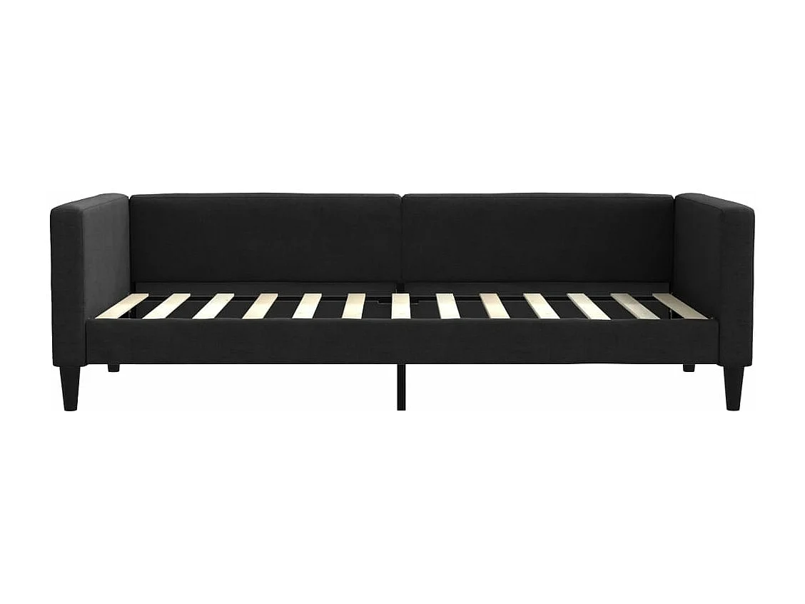 Lit de jour avec matelas noir 90x200 tissu