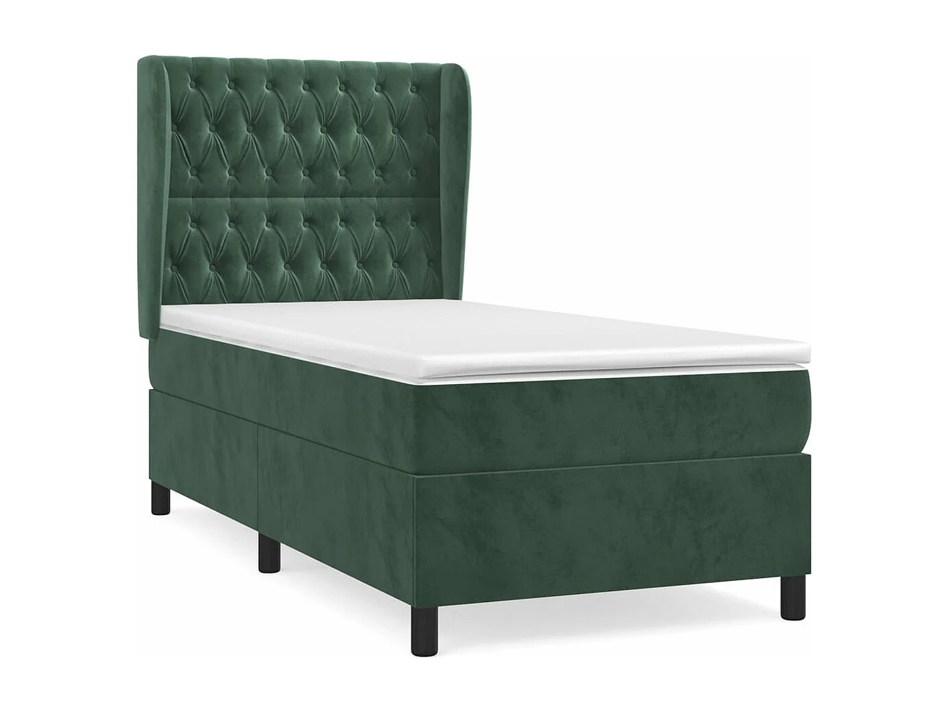 Lit à sommier tapissier et matelas Vert foncé 80x200 Velours 3