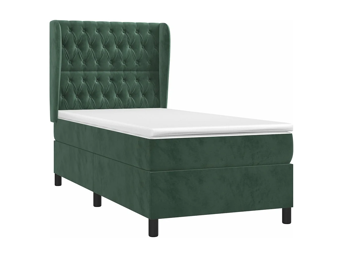 Lit à sommier tapissier et matelas Vert foncé 80x200 Velours 3