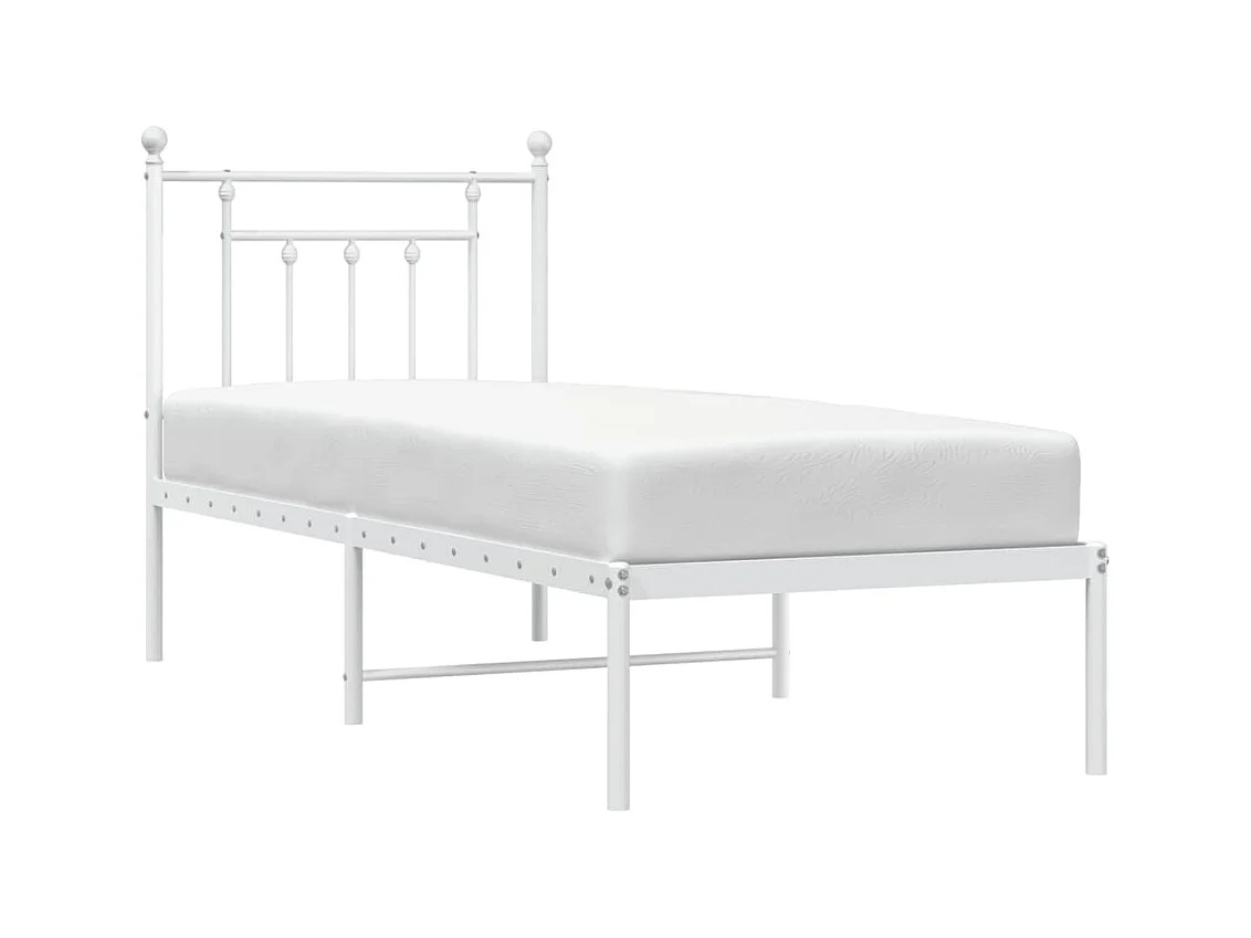 Bedframe met hoofdbord metaal wit 75 x 190 cm