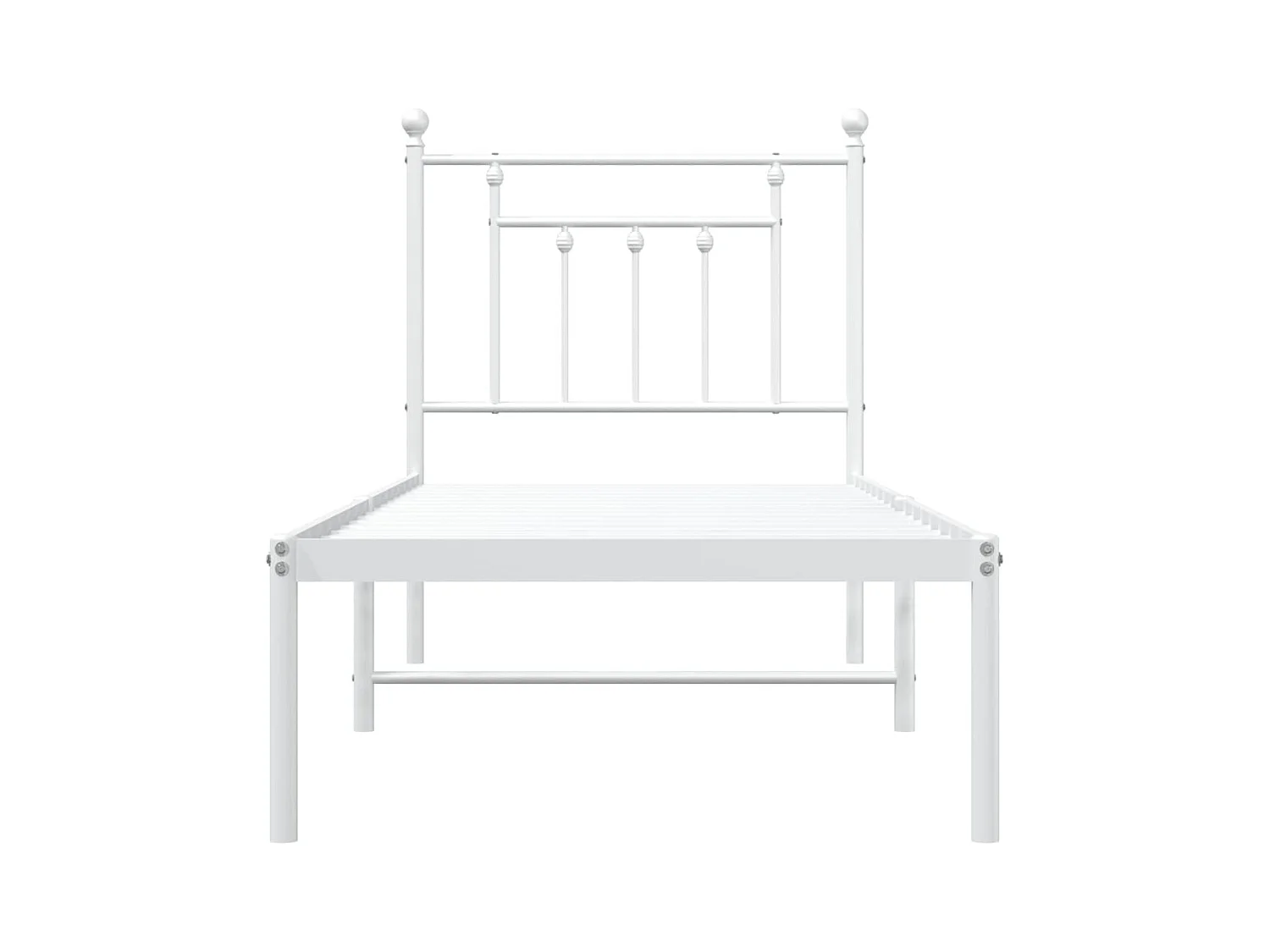 Bedframe met hoofdbord metaal wit 75 x 190 cm