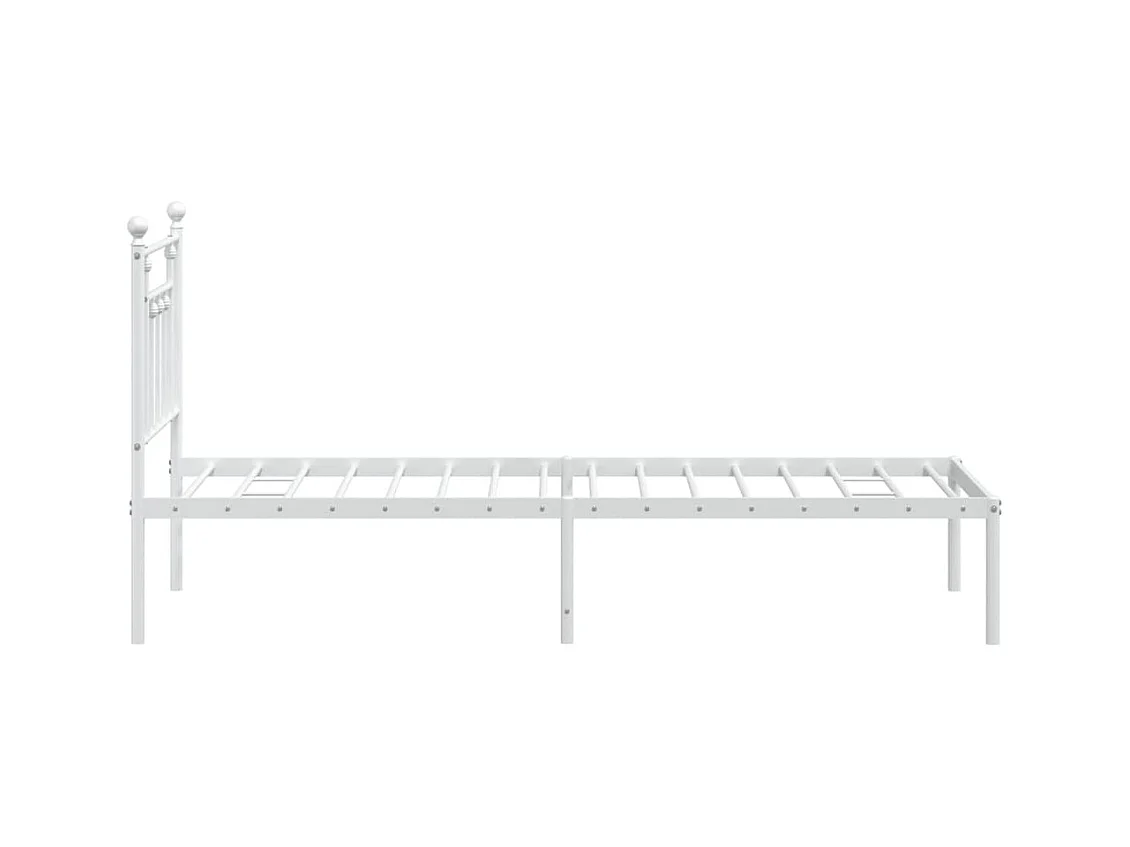 Bedframe met hoofdbord metaal wit 75 x 190 cm