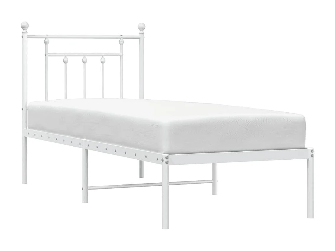 Cadre de lit métal avec tête de lit blanc 75x190