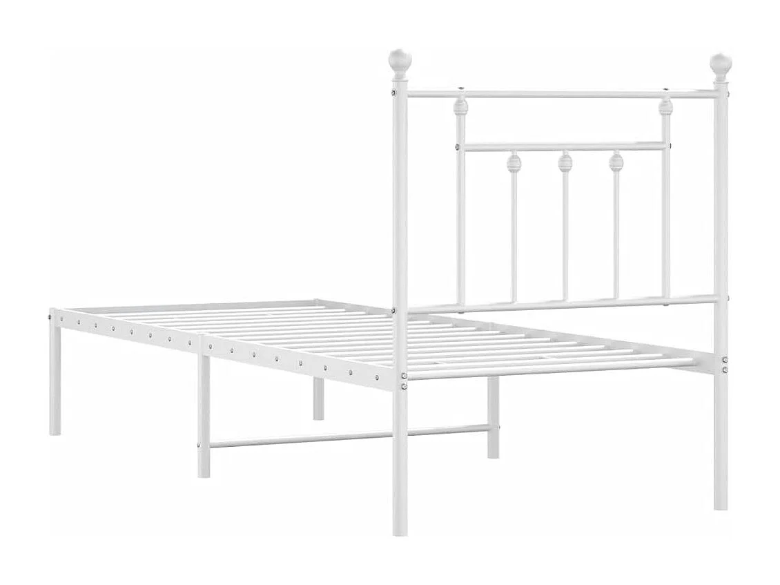 Cadre de lit métal avec tête de lit blanc 75x190