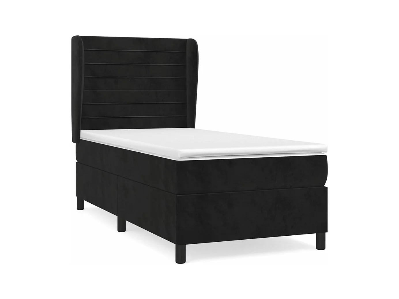 Sommier à lattes de lit avec matelas Noir 90x200 Velours