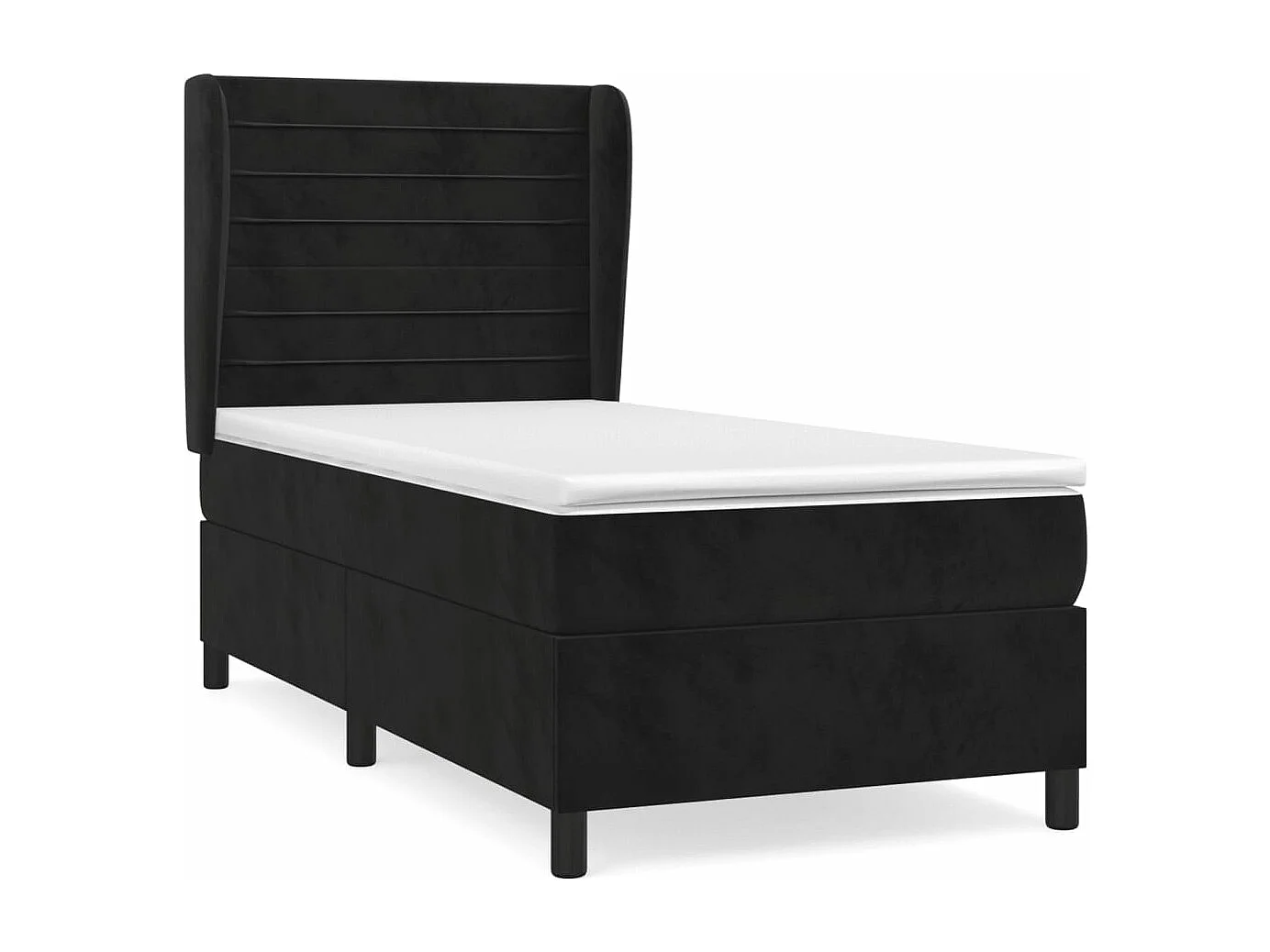 Sommier à lattes de lit avec matelas Noir 90x200 Velours