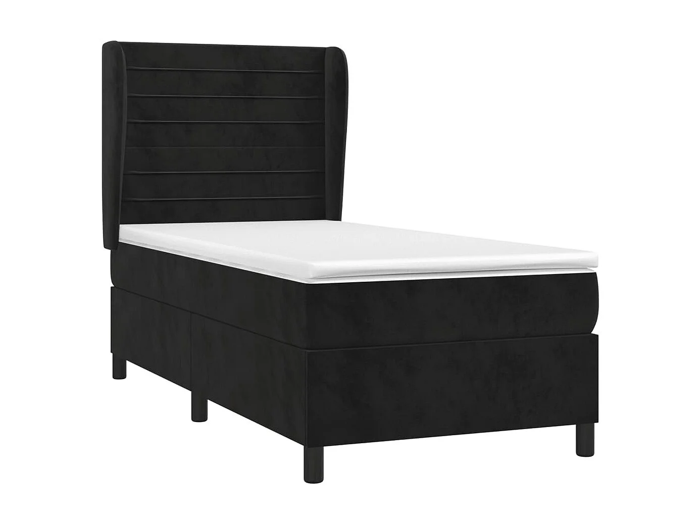 Sommier à lattes de lit avec matelas Noir 90x200 Velours
