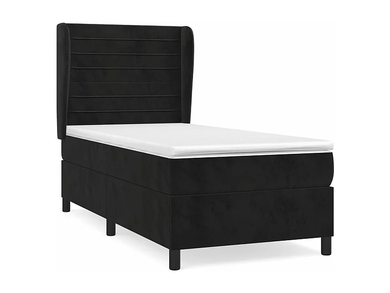 Sommier à lattes de lit avec matelas Noir 90x200 Velours