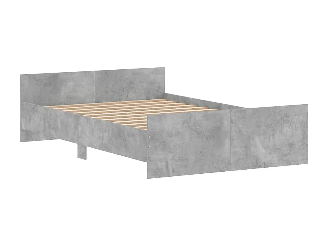 Cadre de lit tête de lit et pied de lit gris béton 120x190