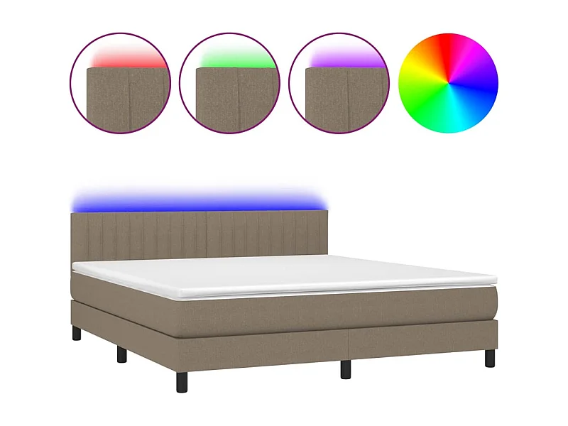 Sommier à lattes de lit avec matelas LED Taupe 160x200 Tissu