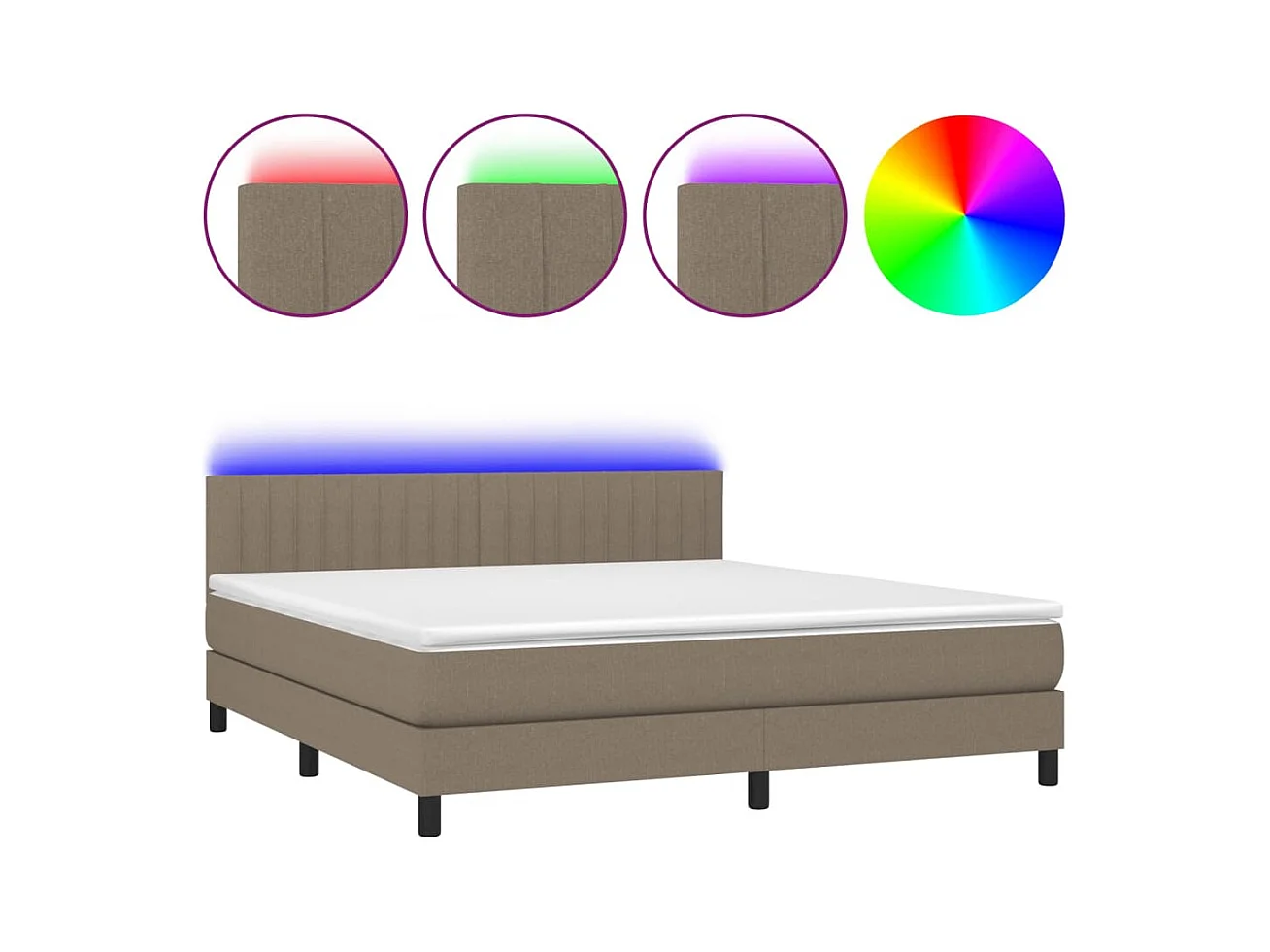 Sommier à lattes de lit avec matelas LED Taupe 160x200 Tissu