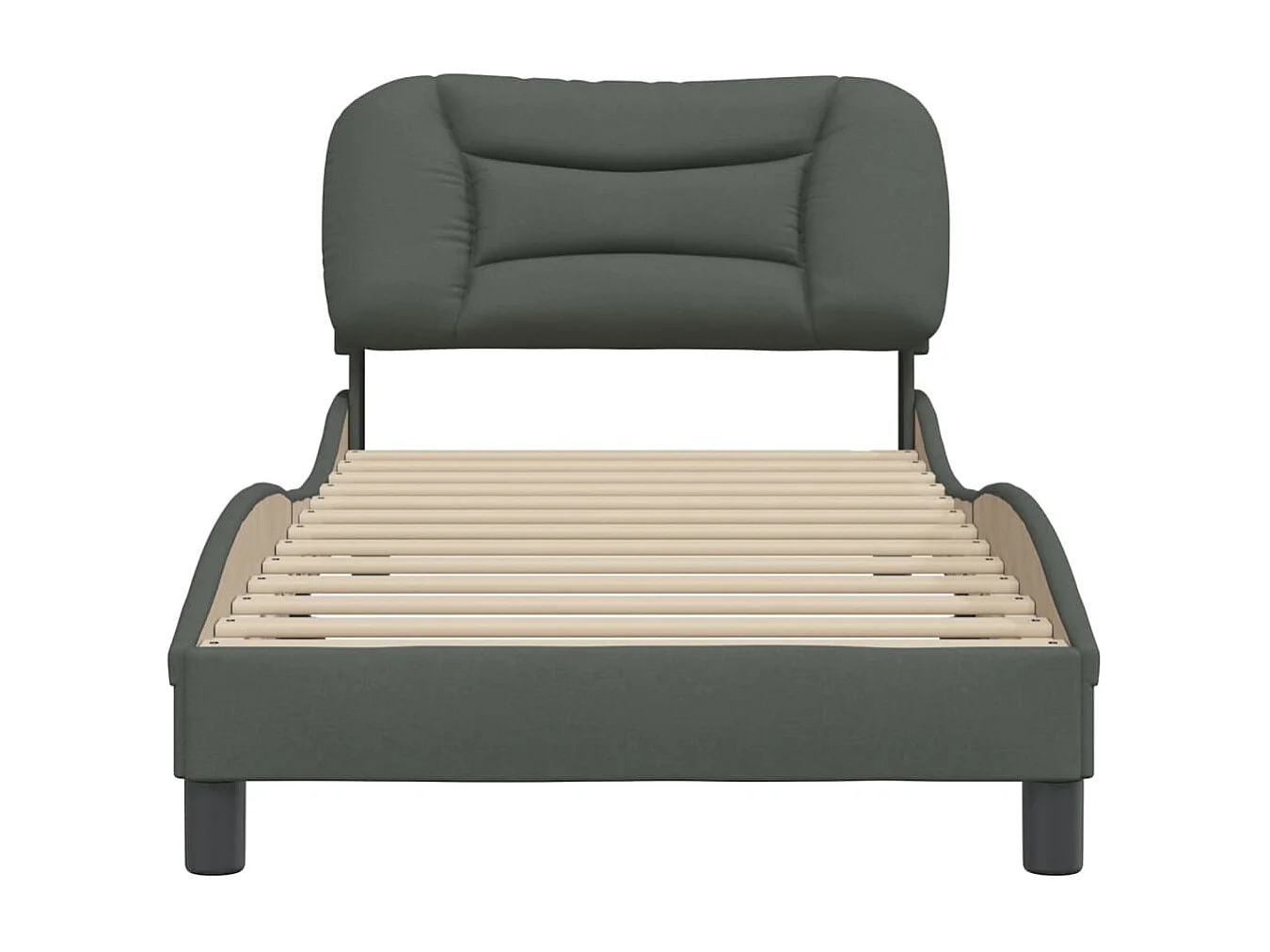 Cadre de lit avec tête de lit Gris foncé 90x190 Tissu