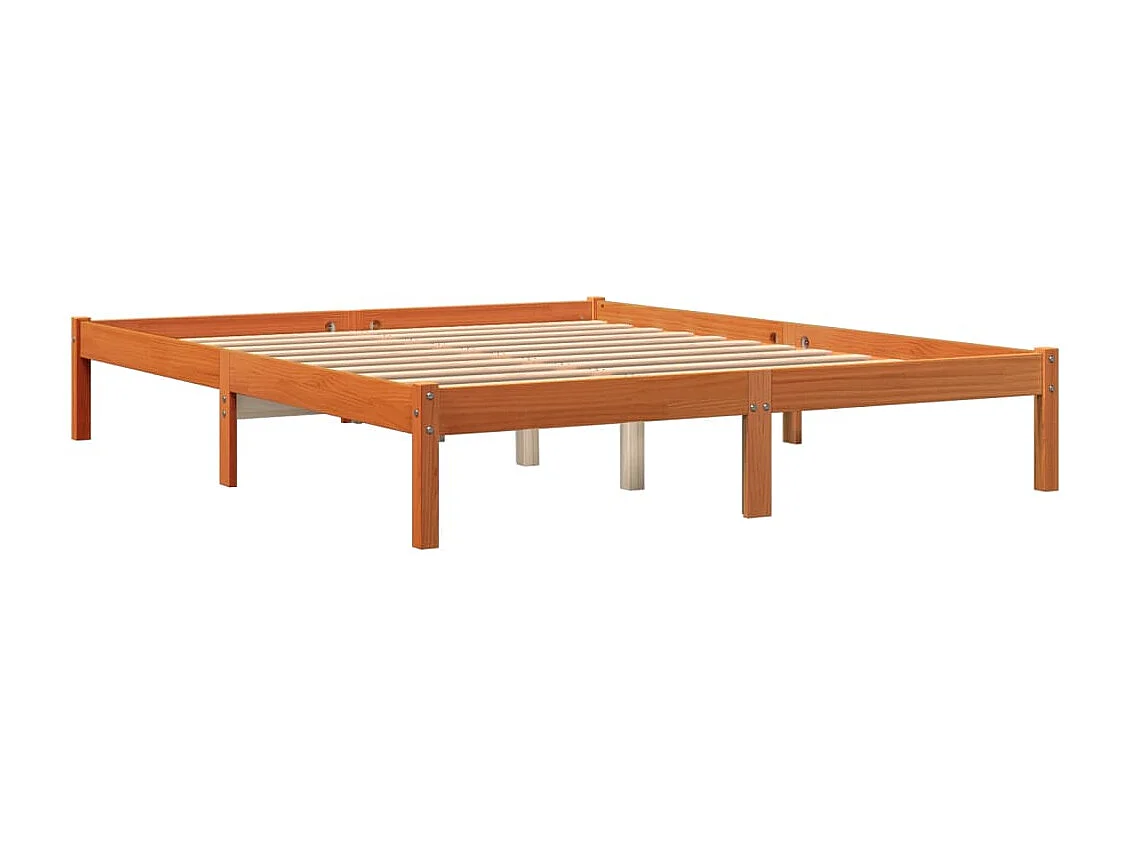 Cadre de lit marron 150x200 bois de pin massif