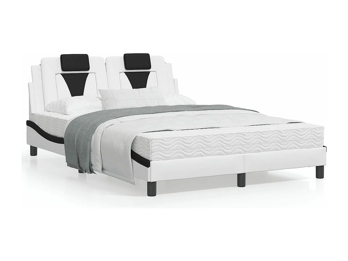 Lit avec matelas blanc et noir 120x200 similicuir