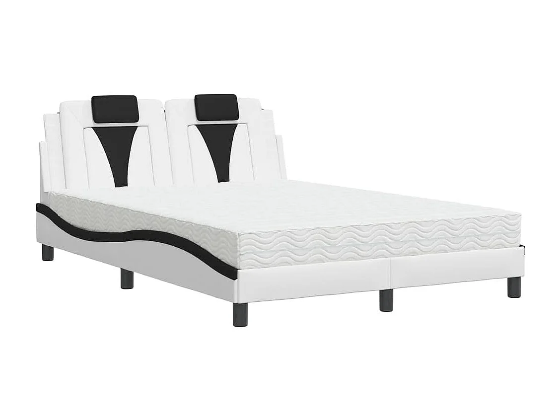 Lit avec matelas blanc et noir 120x200 similicuir
